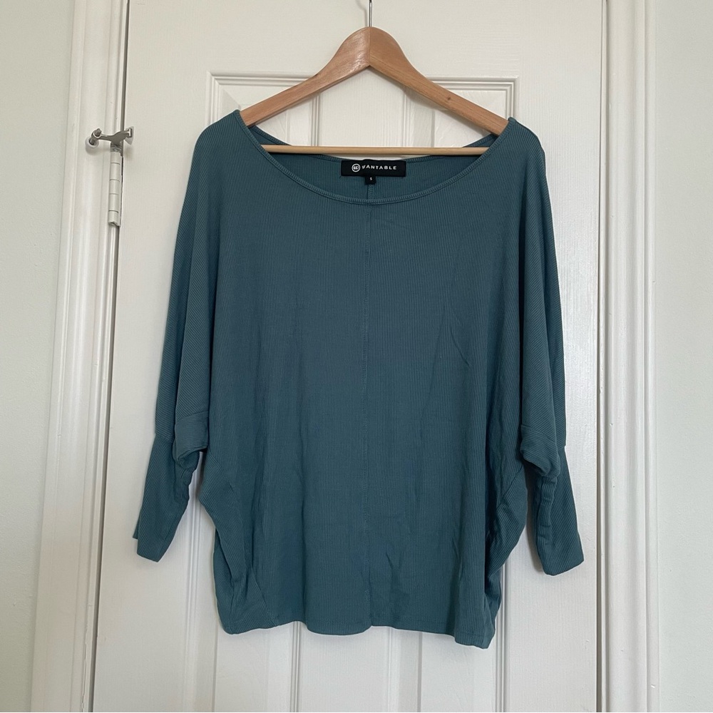 Wantable Ribbed Dolman Top in Pacific, Small